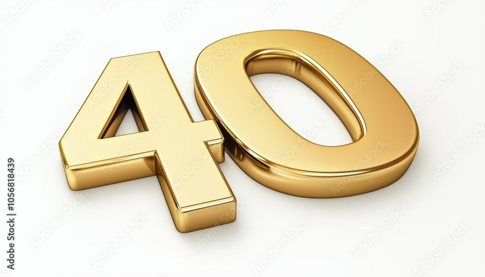 Gold Happy 40 Birthday text with bold 40, luxury milestone celebration design, clean white background Gold Happy 40 Birthday text with bold 40, luxury milestone celebration design, clean white background