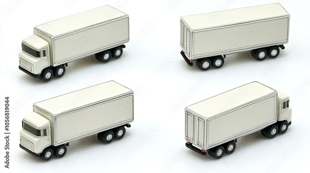 White Trailer Trucks in Various Side Views on a Clean Background Generative AI White Trailer Trucks in Various Side Views on a Clean Background Generative AI