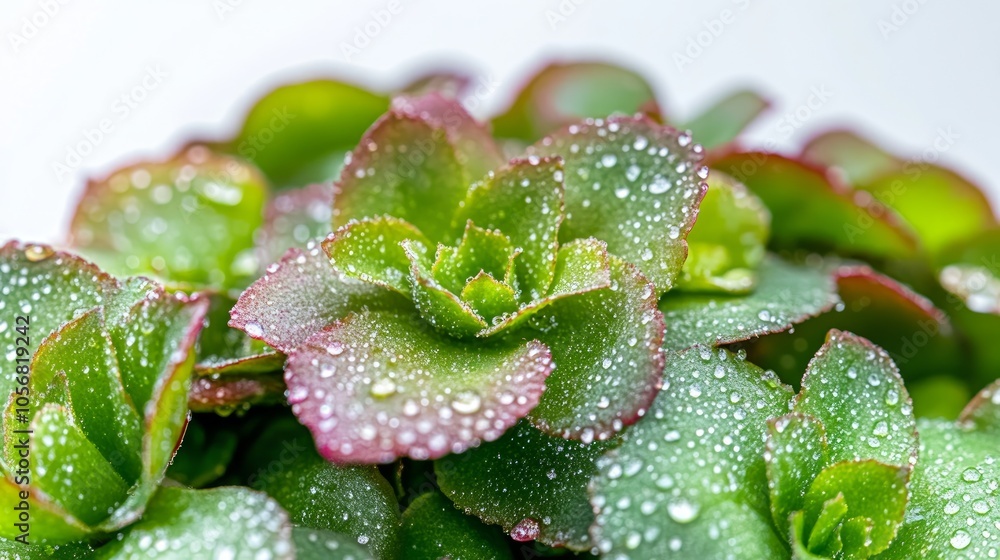 Close-up of succulent plant leaves with water droplets. Close-up of succulent plant leaves with water droplets.