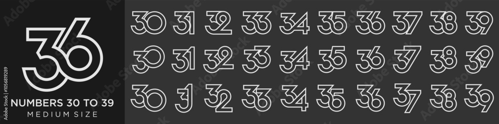 collection of creative number 30 to 39 logo designs. abstract number design vector illustration collection of creative number 30 to 39 logo designs. abstract number design vector illustration