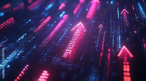 Wallpaper Mural Digital background with glowing arrows pointing, Glowing arrows growing background Torontodigital.ca