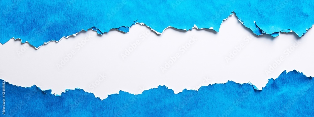 Blue Torn Edges Paper, Ripped Edges Paper with Soft Shadow with Copy Space Banner Blue Torn Edges Paper, Ripped Edges Paper with Soft Shadow with Copy Space Banner
