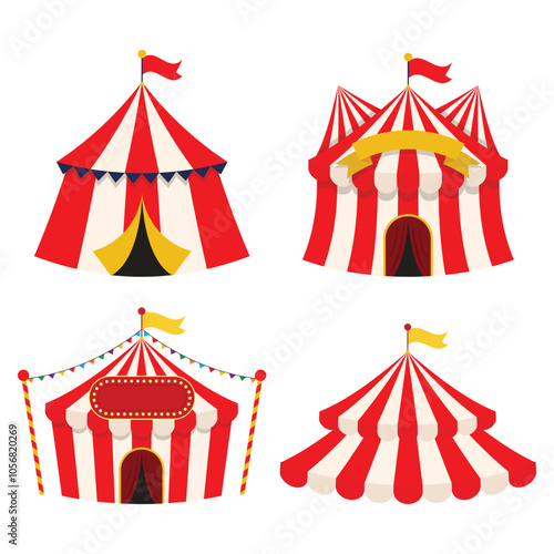 Vintage red Circus carnival tent flat design