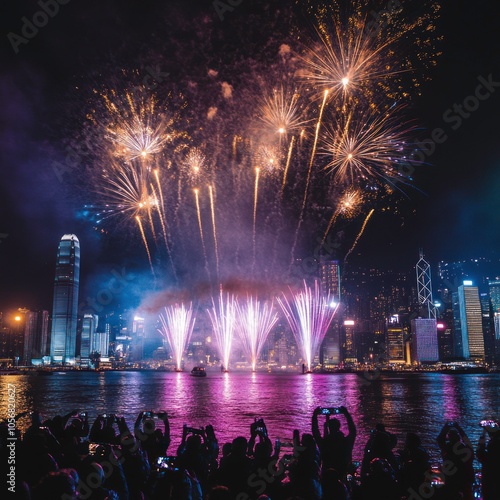 New Year Eve countdown and light show