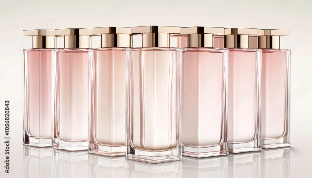 Minimalist skincare bottles with soft pink and cream background, clean aesthetic, luxury beauty concept Minimalist skincare bottles with soft pink and cream background, clean aesthetic, luxury beauty concept