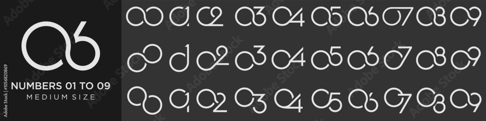 collection of creative number 01 to 09 logo designs. abstract design vector illustration collection of creative number 01 to 09 logo designs. abstract design vector illustration