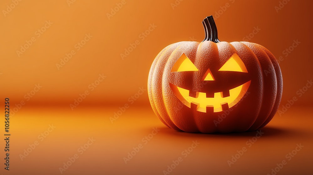 Get into the Halloween spirit with this captivating stock photo featuring a 3D render of a carved pumpkin exuding a mix of spooky and fun vibes Get into the Halloween spirit with this captivating stock photo featuring a 3D render of a carved pumpkin exuding a mix of spooky and fun vibes