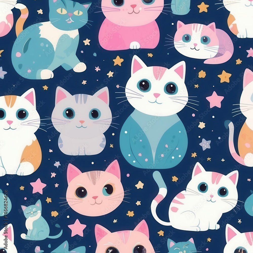 seamless pattern with cats