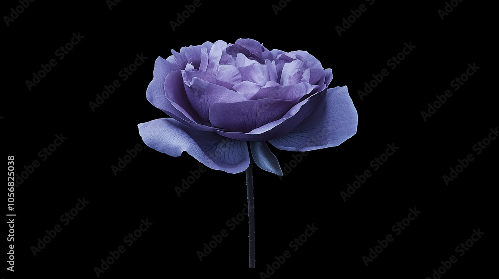 A solitary violet rose on a black background, symbolizing mystery and uniqueness. Perfect for concepts of elegance and solitude with ample copy space. A solitary violet rose on a black background, symbolizing mystery and uniqueness. Perfect for concepts of elegance and solitude with ample copy space.
