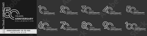 collection of creative number 10 to 100 logo designs. abstract number design vector illustration