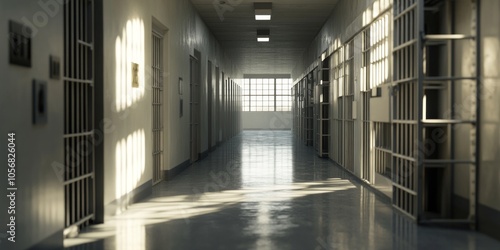 Wallpaper Mural Empty Prison Corridor Under Sunlight Torontodigital.ca