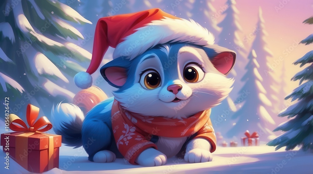 Fototapeta premium santa claus and christmas tree