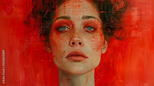 Intense Portrait of a Woman with Freckles
