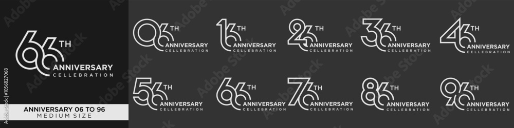 collection anniversary 16 to 96 year, creative number design vector illustration. collection anniversary 16 to 96 year, creative number design vector illustration.