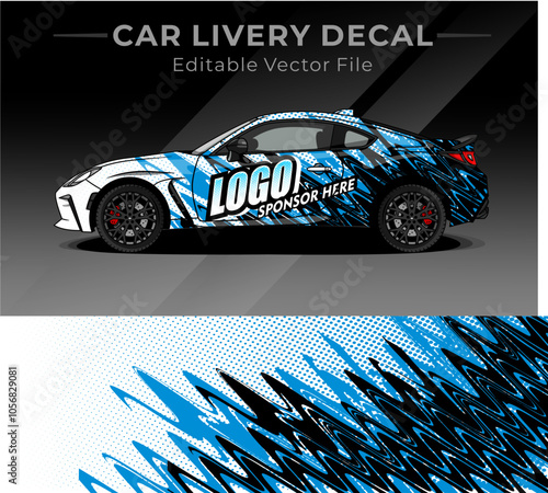 Car Warp DCar Warp Livery Decal White Blue Black Colour. Dynamic and cool abstract wavy pattern vector sticker, perfect for racing cars, custom cars, and personal use.ecal.29.eps