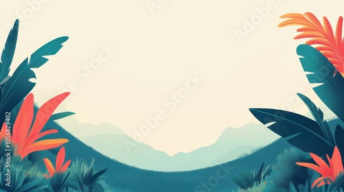 Wallpaper Mural Vibrant Tropical Landscape with Lush Foliage and Mountains Torontodigital.ca