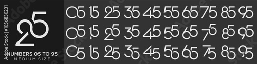 collection anniversary 15 to 95 year, creative number design vector illustration.