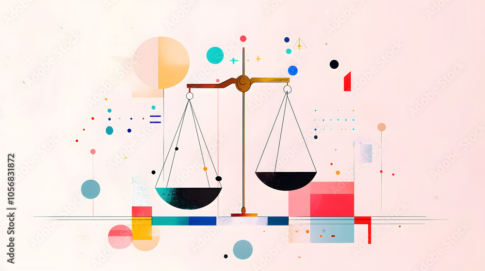 colorful illustration of balance scale symbolizing fairness and justice colorful illustration of balance scale symbolizing fairness and justice