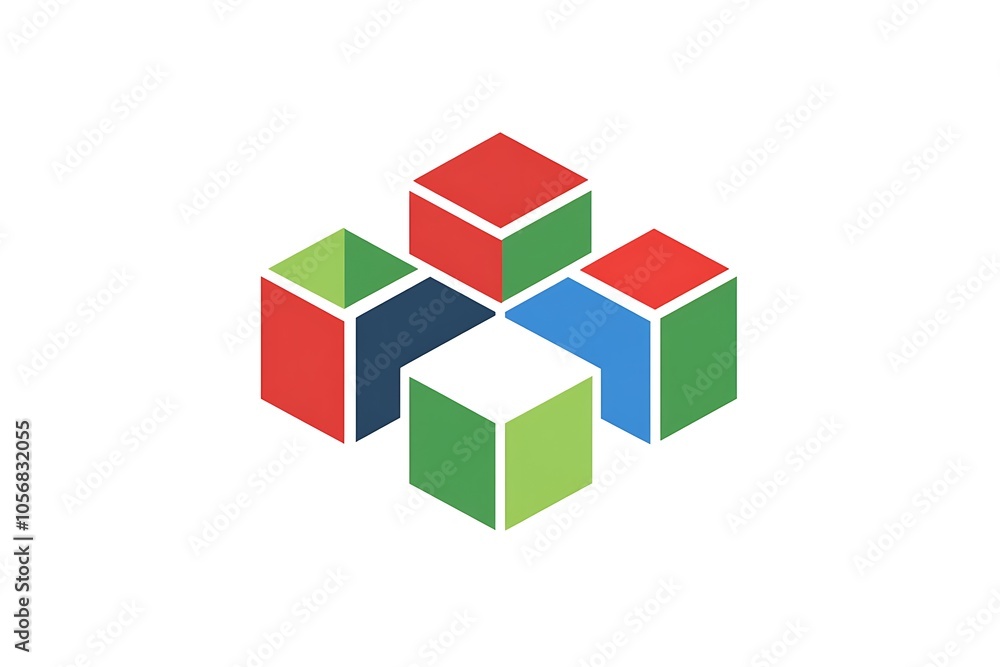 Illustration of a Cube Shaped Abstract Icon isolated on a white background Illustration of a Cube Shaped Abstract Icon isolated on a white background