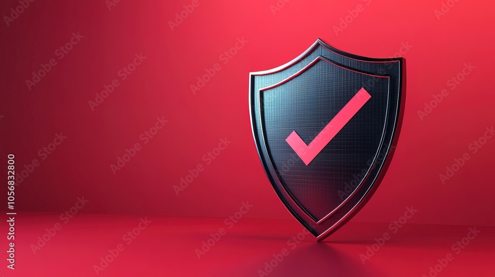 3D shield icon with a checkmark, symbolizing security and protection 3D shield icon with a checkmark, symbolizing security and protection
