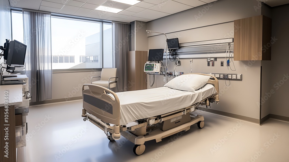 Contemporary Hospital Room with Cutting Edge Medical Technology for Optimal Patient Care : Generative AI Contemporary Hospital Room with Cutting Edge Medical Technology for Optimal Patient Care : Generative AI
