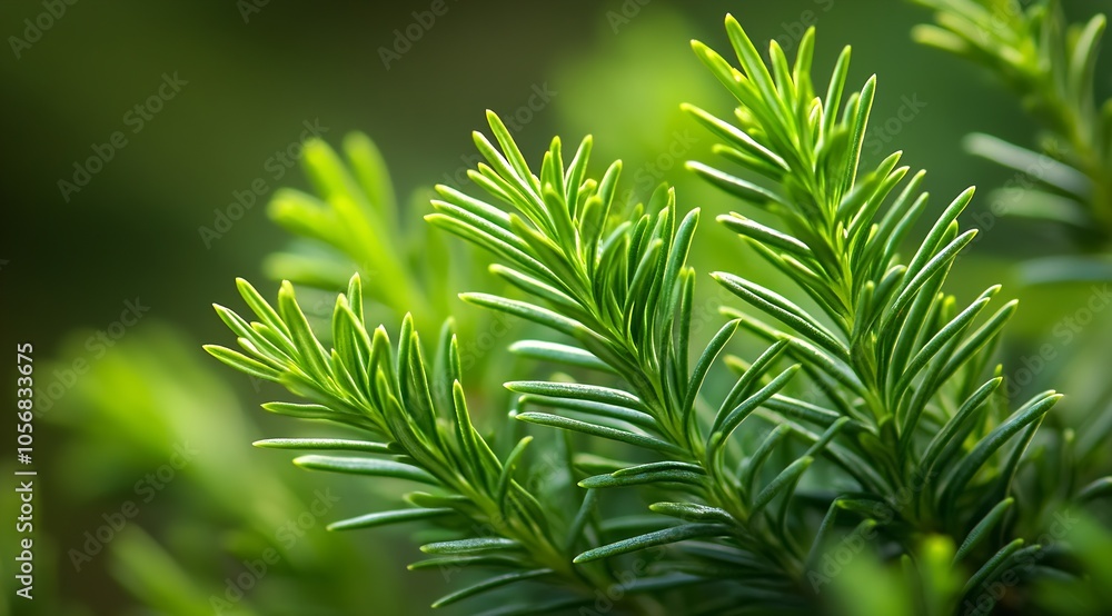 Fresh Green Pine Branches Illuminated Naturally in Forest Landscape : Generative AI Fresh Green Pine Branches Illuminated Naturally in Forest Landscape : Generative AI