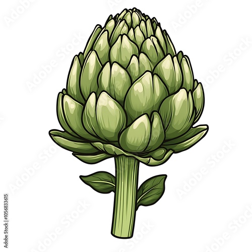 A cartoon artichoke on a white background.