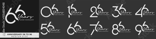 collection anniversary 16 to 96 year, creative number design vector illustration. photo