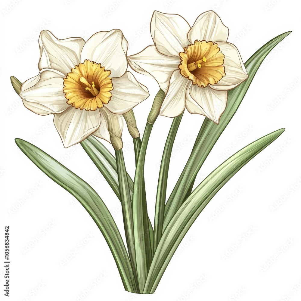 White background, spring narcissus. White background, spring narcissus.