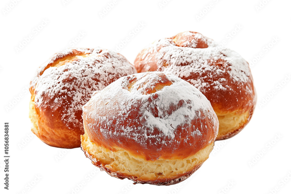 Freshly Baked Powdered Sugar Donuts - Delicious Sweet Treat Freshly Baked Powdered Sugar Donuts - Delicious Sweet Treat