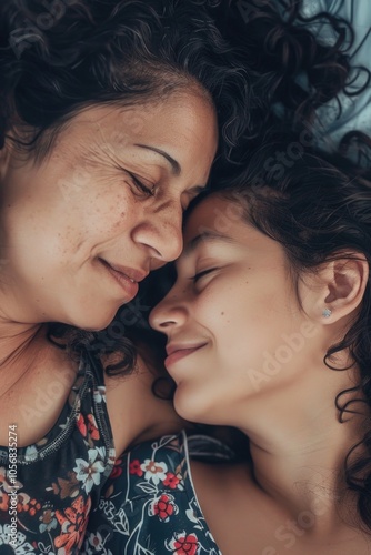 Loving embrace between mother and daughter