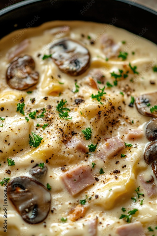 Mushroom Pasta Soup with Ham Mushroom Pasta Soup with Ham
