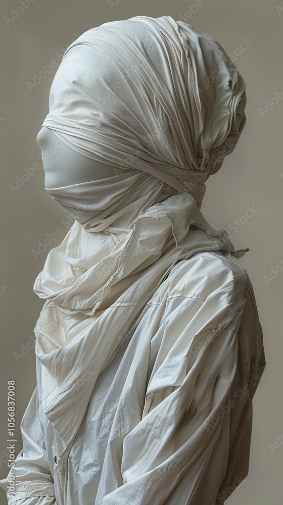 Abstract Sculpture: A Figure Covered in White Fabric Abstract Sculpture: A Figure Covered in White Fabric