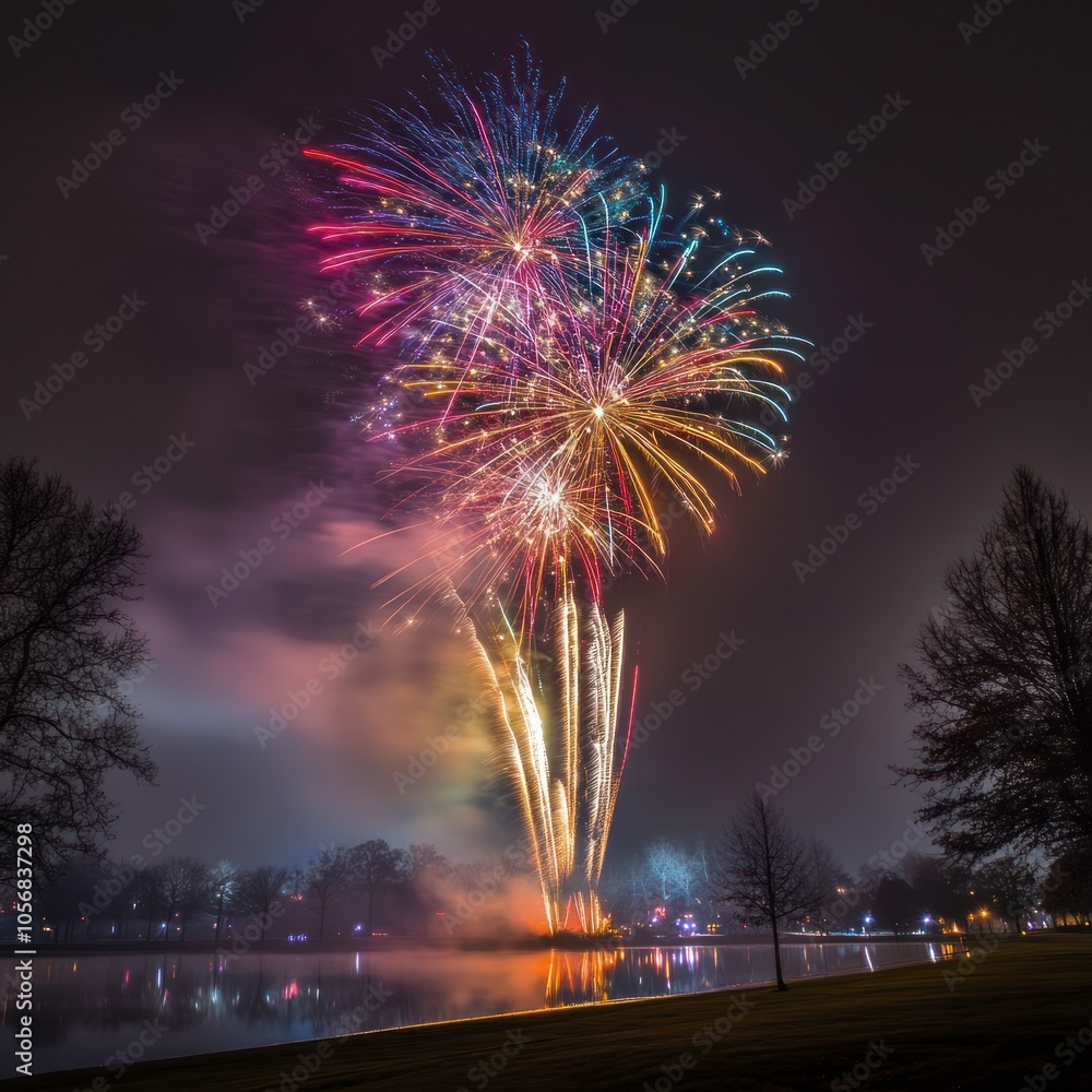 New Year Eve outdoor fireworks display New Year Eve outdoor fireworks display