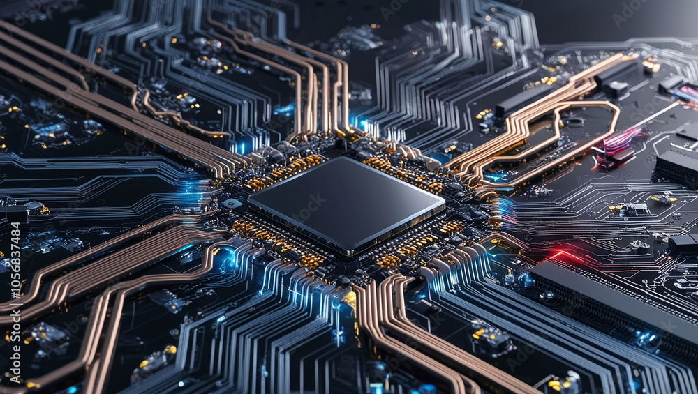close-up of a computer chip or motherboard. close-up of a computer chip or motherboard.