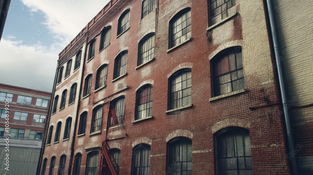 Fototapeta premium Old Brick Building with Windows