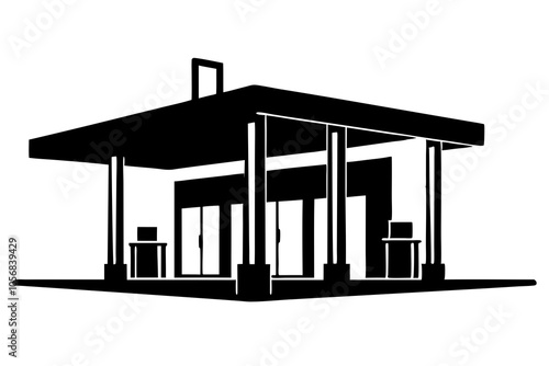 Gas Station Silhouette | isolated vector illustration on white background