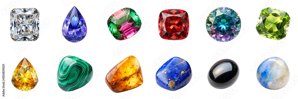 Gemstones, minerals isolated on transparent background. Includes alexandrite, amber, citrine, lapis lazuli, malachite, moonstone, onyx, and more in png collection Gemstones, minerals isolated on transparent background. Includes alexandrite, amber, citrine, lapis lazuli, malachite, moonstone, onyx, and more in png collection