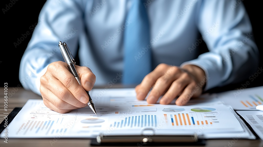 Naklejka premium Analyzing financial reports a deep dive into data trends and business insights for strategic decision-making