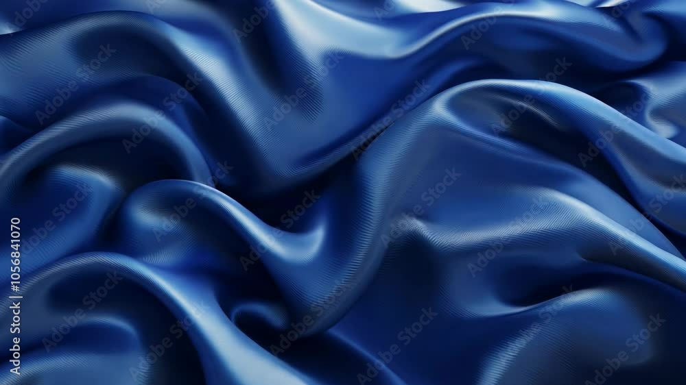 A blue fabric with a wave pattern. The fabric is flowing and has a sense of movement A blue fabric with a wave pattern. The fabric is flowing and has a sense of movement