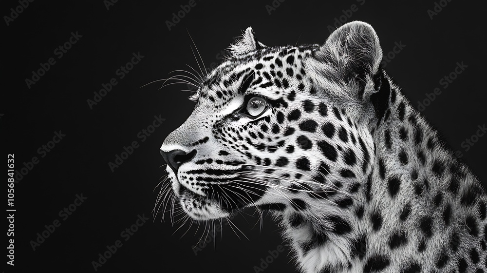 Striking Black and White Portrait of Leopard Highlighting Patterns and Intensity : Generative AI Striking Black and White Portrait of Leopard Highlighting Patterns and Intensity : Generative AI