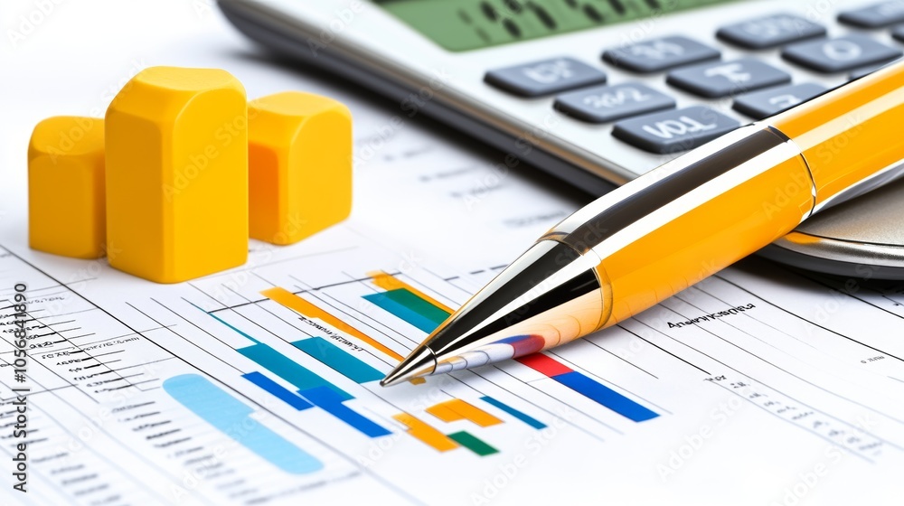 Business Growth Analysis   Financial Chart  Calculator and Pen