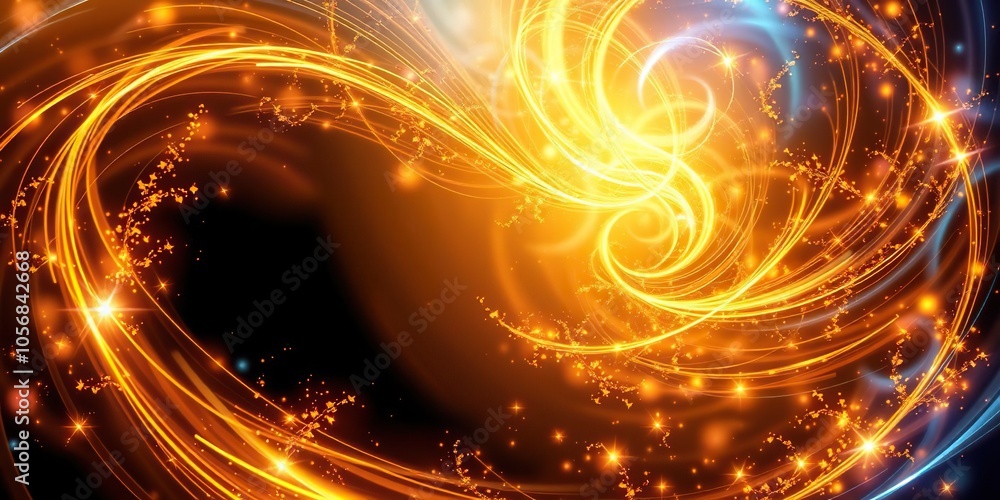 Abstract swirling vortex of blue and gold sparkle, artistic, luminous Abstract swirling vortex of blue and gold sparkle, artistic, luminous