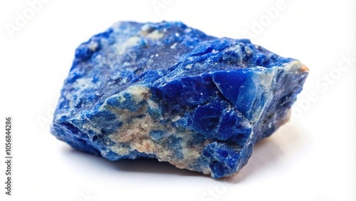 Aerial view of lazulite raw mineral on white background photo