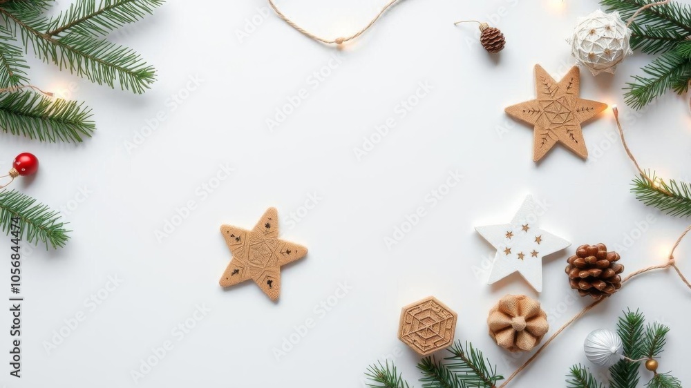 White open notepad bullet journal with christmas decoration on wooden background flat lay mock up, hand crafted, white White open notepad bullet journal with christmas decoration on wooden background flat lay mock up, hand crafted, white