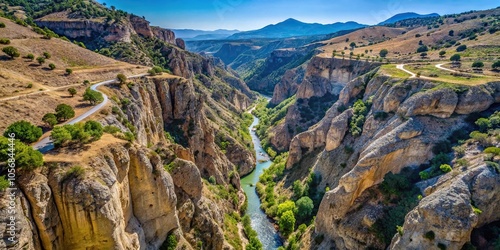 Aerial view of ravine among mountains in Granada