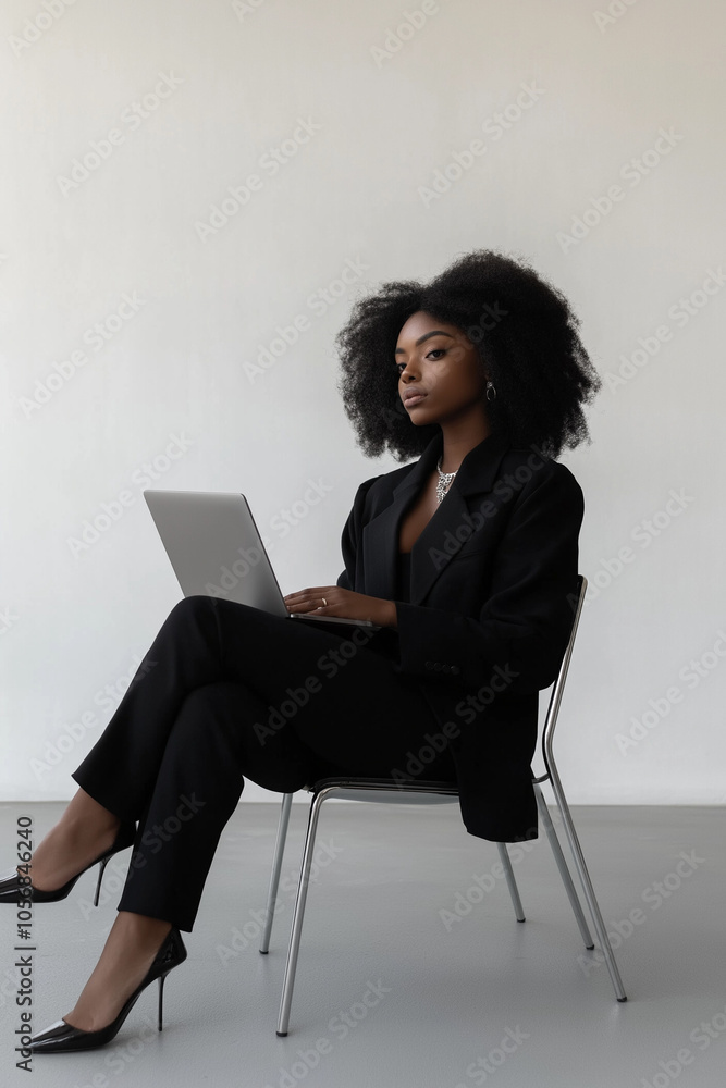 Black businesswoman using a laptop Black businesswoman using a laptop