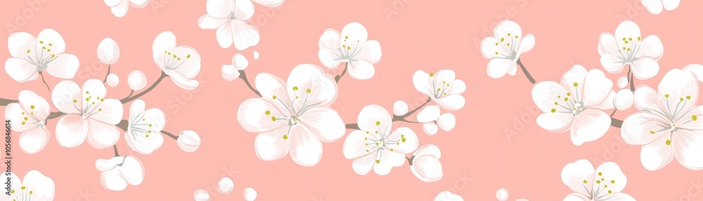 Elegant white flowers on a soft pink background, serene and romantic image for design inspiration Elegant white flowers on a soft pink background, serene and romantic image for design inspiration