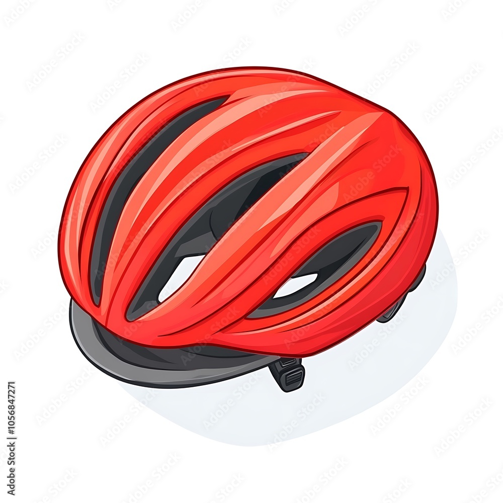 A cartoon bicycle helmet representing safety or cycling on a white background. A cartoon bicycle helmet representing safety or cycling on a white background.