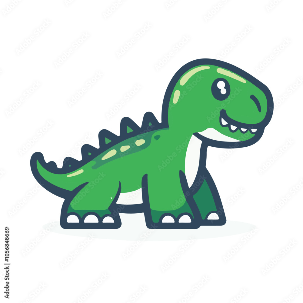 Naklejka premium Simple vector logo of a T-Rex, in green color 